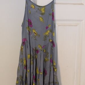 Free People Gray Dress with Floral Accents